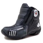 Bota motociclista Atron Shoes AS-HIGHWAY em couro legítimo semi-impermeável emborrachada na cor Cinza Camuflado 407