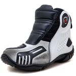 Bota motociclista Atron Shoes AS-HIGHWAY em couro legítimo semi-impermeável emborrachada Com elástico na cor ASfalto 408