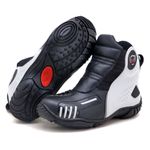 Bota motociclista Atron Shoes AS-HIGHWAY em couro legítimo semi-impermeável emborrachada Com elástico na cor Preto 408