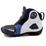 Bota motociclista Atron Shoes AS-HIGHWAY em couro legítimo semi-impermeável emborrachada Com elástico na cor Azul 408