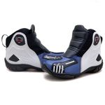 Bota motociclista Atron Shoes AS-HIGHWAY em couro legítimo semi-impermeável emborrachada Com elástico na cor Azul 408