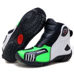 Bota motociclista Atron Shoes AS-HIGHWAY em couro legítimo semi-impermeável emborrachada Com elástico na cor Verde Limão 408