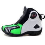 Bota motociclista Atron Shoes AS-HIGHWAY em couro legítimo semi-impermeável emborrachada Com elástico na cor Verde Limão 408