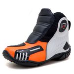 Bota motociclista Atron Shoes AS-HIGHWAY em couro legítimo semi-impermeável emborrachada Com elástico na cor Laranja 408