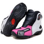 Bota motociclista Atron Shoes AS-HIGHWAY em couro legítimo semi-impermeável emborrachada Com elástico na cor Pink 408
