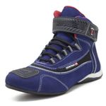 Tênis para motociclista com refletivo de cano alto de couro azul 310