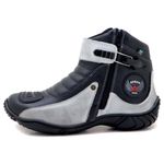 Bota motociclista em couro legítimo semi-impermeável nas cores preto e asfalto 271