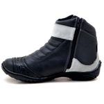Bota motociclista em couro legítimo semi-impermeável nas cores preto e asfalto 271