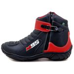 Bota Motociclista AS95 Em Couro Legítimo Nas Cores Preto e Vermelho 095