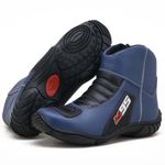 Bota motociclista semi-impermeável com refletivo nas cores azul com preto 308