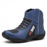 Bota motociclista semi-impermeável com refletivo nas cores azul com preto 308