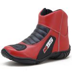 Bota motociclista semi-impermeável com refletivo nas cores vermelho com preto 308