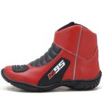 Bota motociclista semi-impermeável com refletivo nas cores vermelho com preto 308