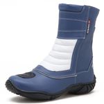 Bota motociclista cano médio semi-impermeável com refletivos nas cores azul e branco 309