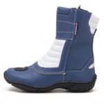 Bota motociclista cano médio semi-impermeável com refletivos nas cores azul e branco 309