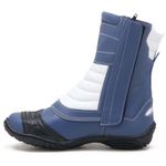 Bota motociclista cano médio semi-impermeável com refletivos nas cores azul e branco 309