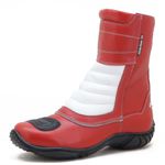 Bota motociclista cano médio semi-impermeável com refletivos nas cores vermelho e branco 309