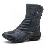 Bota motociclista cano médio semi-impermeável com refletivos nas cores cinza camuflado e preto 309