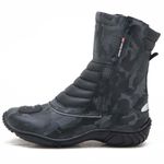 Bota motociclista cano médio semi-impermeável com refletivos nas cores cinza camuflado e preto 309
