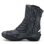 Bota motociclista cano médio semi-impermeável com refletivos nas cores cinza camuflado e preto 309
