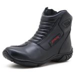 Bota motociclista em couro legítimo AS-SPIRIT semi-impermeável respirável na cor preta 410