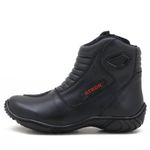 Bota motociclista em couro legítimo AS-SPIRIT semi-impermeável respirável na cor preta 410