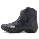 Bota motociclista em couro legítimo AS-SPIRIT semi-impermeável respirável na cor preta 410