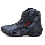 Bota motociclista em couro legítimo AS-SPIRIT semi-impermeável respirável na cor cinza camuflado 410