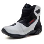 Bota motociclista em couro legítimo AS-SPIRIT semi-impermeável respirável na cor ASFALTO 410