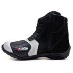 Bota motociclista em couro legítimo AS-SPIRIT semi-impermeável respirável na cor ASFALTO 410