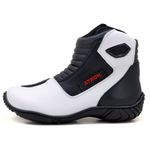 Bota motociclista em couro legítimo AS-SPIRIT semi-impermeável respirável na cor branco 410