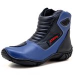 Bota motociclista em couro legítimo AS-SPIRIT semi-impermeável respirável na cor azul 410