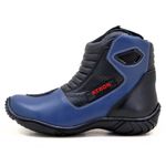 Bota motociclista em couro legítimo AS-SPIRIT semi-impermeável respirável na cor azul 410