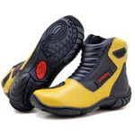 Bota motociclista em couro legítimo AS-SPIRIT semi-impermeável respirável na cor amarelo 410
