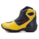 Bota motociclista em couro legítimo AS-SPIRIT semi-impermeável respirável na cor amarelo 410