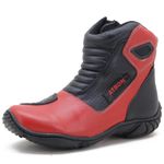 Bota motociclista em couro legítimo AS-SPIRIT semi-impermeável respirável na cor vermelho 410