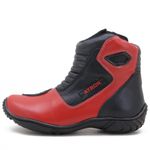 Bota motociclista em couro legítimo AS-SPIRIT semi-impermeável respirável na cor vermelho 410