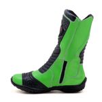Bota motociclista cano médio couro legítimo semi-impermeável com ajuste em velcro na panturrilha nas cores Verde/Preto 420