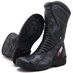 BOTA MOTOCICLISTA AS95-PRO EM COURO LEGÍTIMO NA COR CINZA CAMUFLADO 405 - LANÇAMENTO