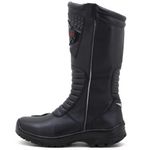 Bota motociclista cano alto resistente a água contra chuva em couro legítimo na cor preta 430