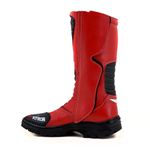 Bota motociclista cano alto resistente a água contra chuva em couro legítimo na cor vermelha 430