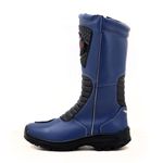 Bota motociclista cano alto resistente a água contra chuva em couro legítimo na cor azul 430