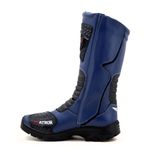 Bota motociclista cano alto resistente a água contra chuva em couro legítimo na cor azul 430