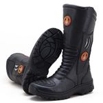 Bota bombeiro civil cano alto impermeável contra chuva em couro legítimo na cor preta 495 C.A 40183