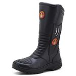 Bota bombeiro civil cano alto impermeável contra chuva em couro legítimo na cor preta 495 C.A 40183