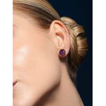 Brinco Solitario Octagonal Ametista 