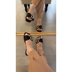 Rasteira Mari em Couro Preto