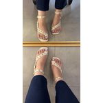 Rasteira Ísis Off White em Couro