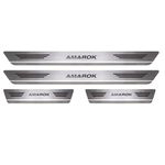 Soleira Porta Amarok Cabine Dupla Aço Inox Escovado Mult