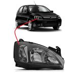 Farol Corsa 2008 a 2012 Mascara Negra Direito